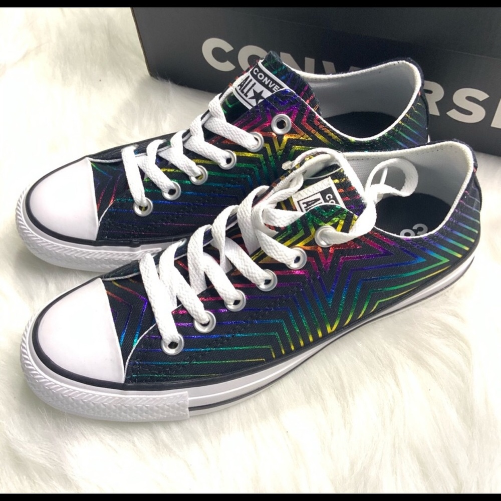 Converse Black All Star Low Tops w Metallic Stars